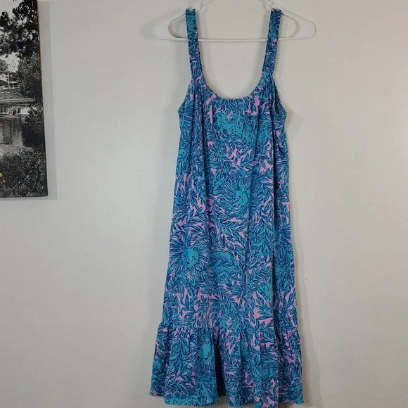 Lilly Pulitzer Collins Tank Dress Size Medium Knee Length Blue Pink - Picture 10 of 14